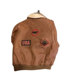 Vintage leather jacket with patches